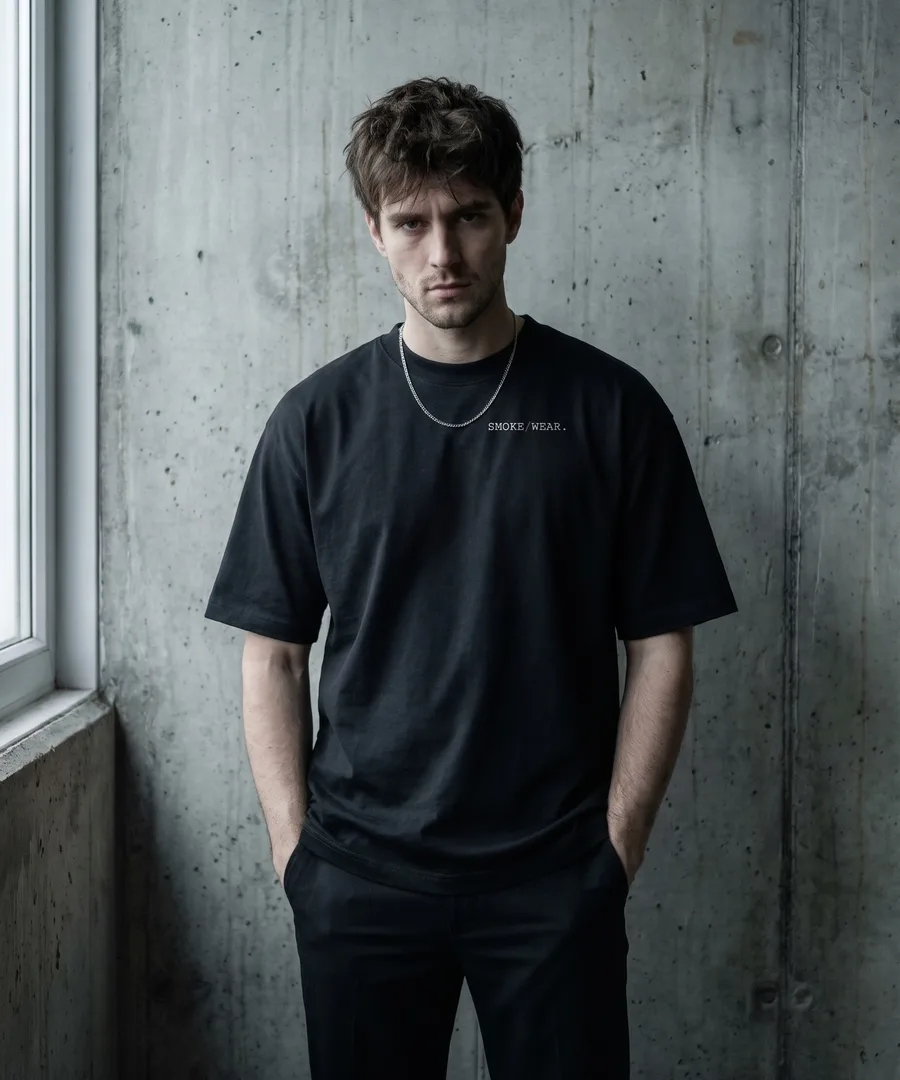 SMOKE/WEAR. Box Tee in Black