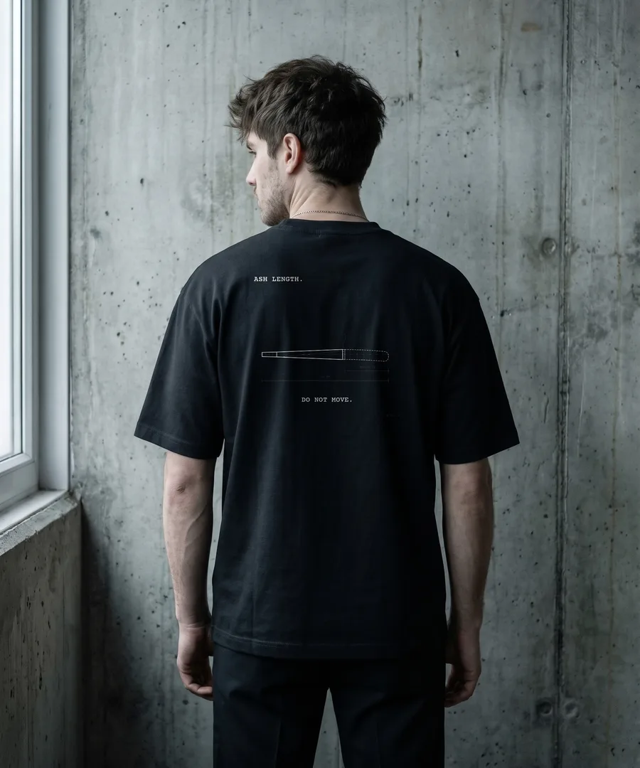 ASH LENGTH. Box Tee in Black, back