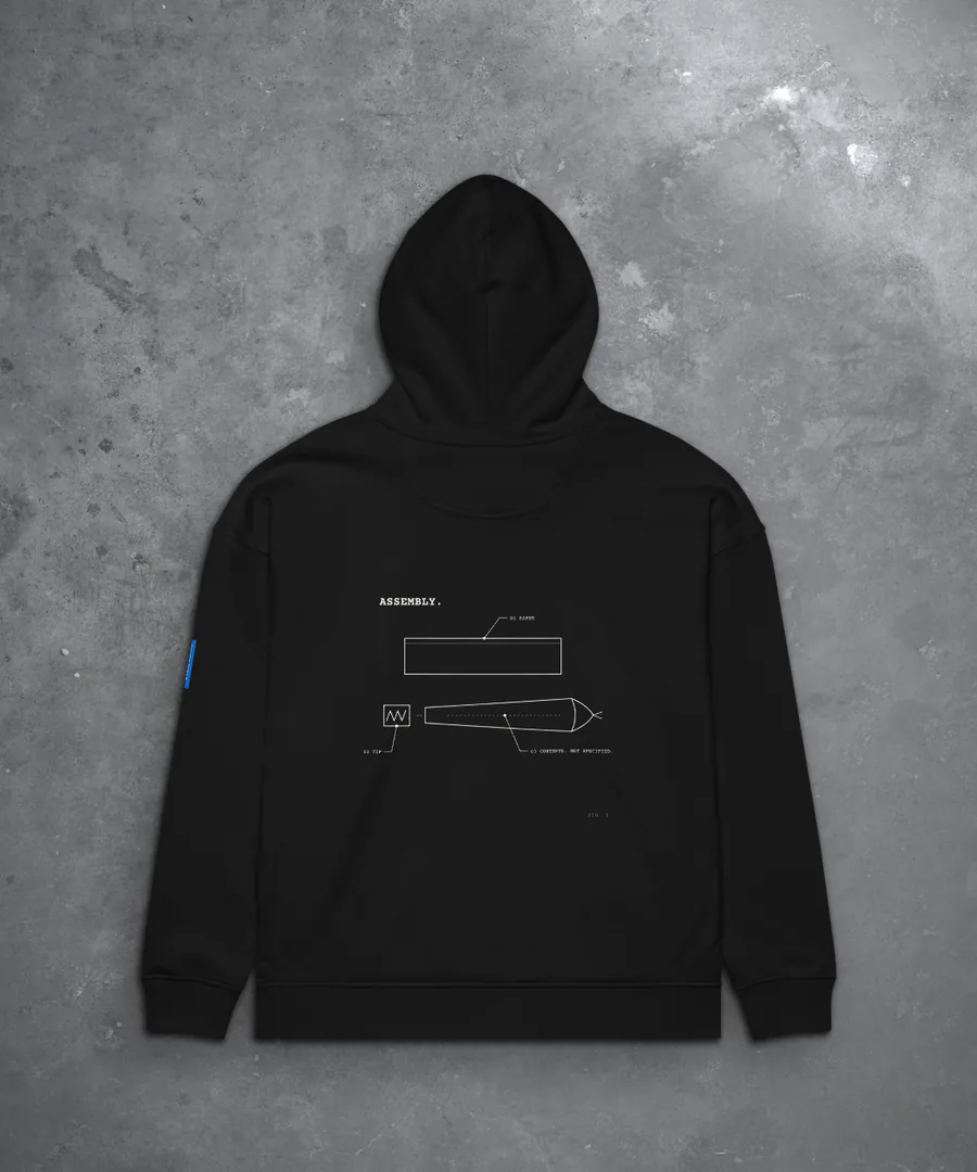ASSEMBLY. Hoodie in Black, back