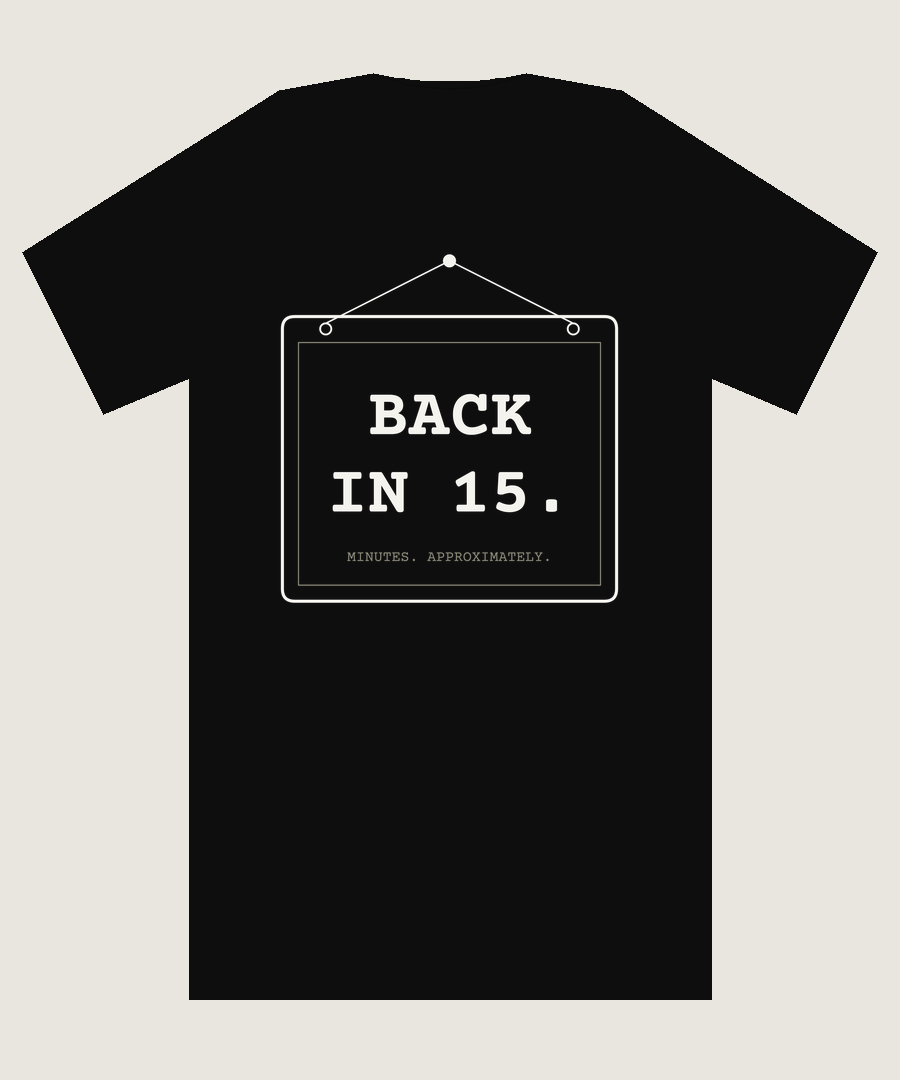 BACK IN 15. Box Tee