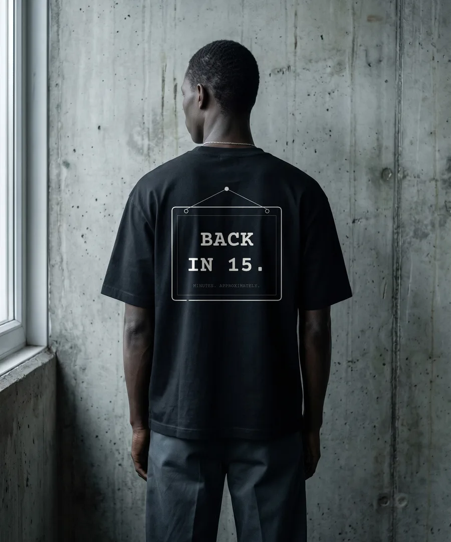 BACK IN 15. Box Tee in Black, back