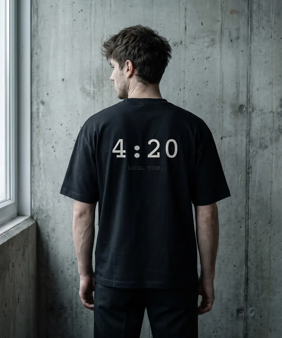 4:20 Box Tee in Black, back