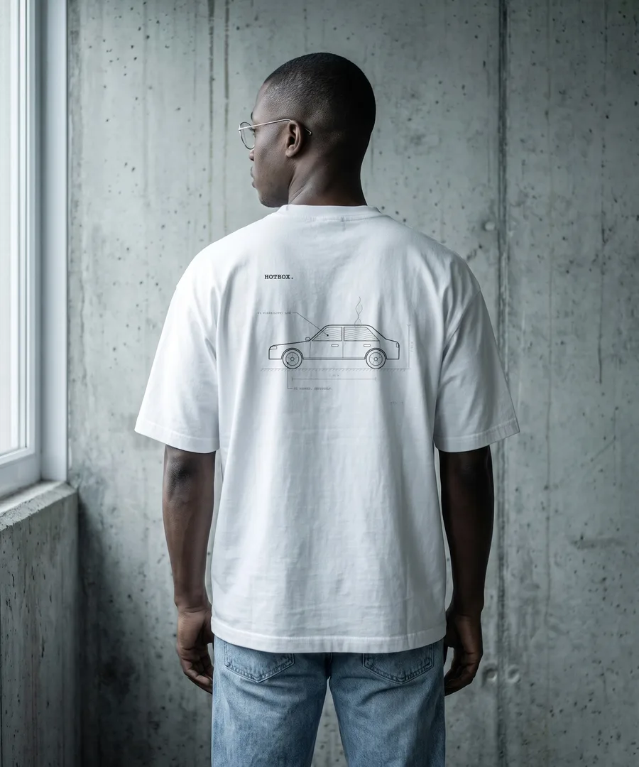 HOTBOX. Box Tee in White, back