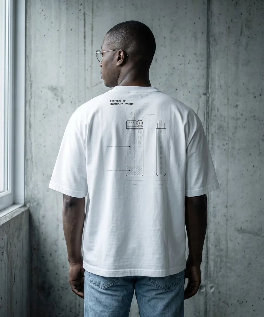 LIGHTER. Box Tee in White, back