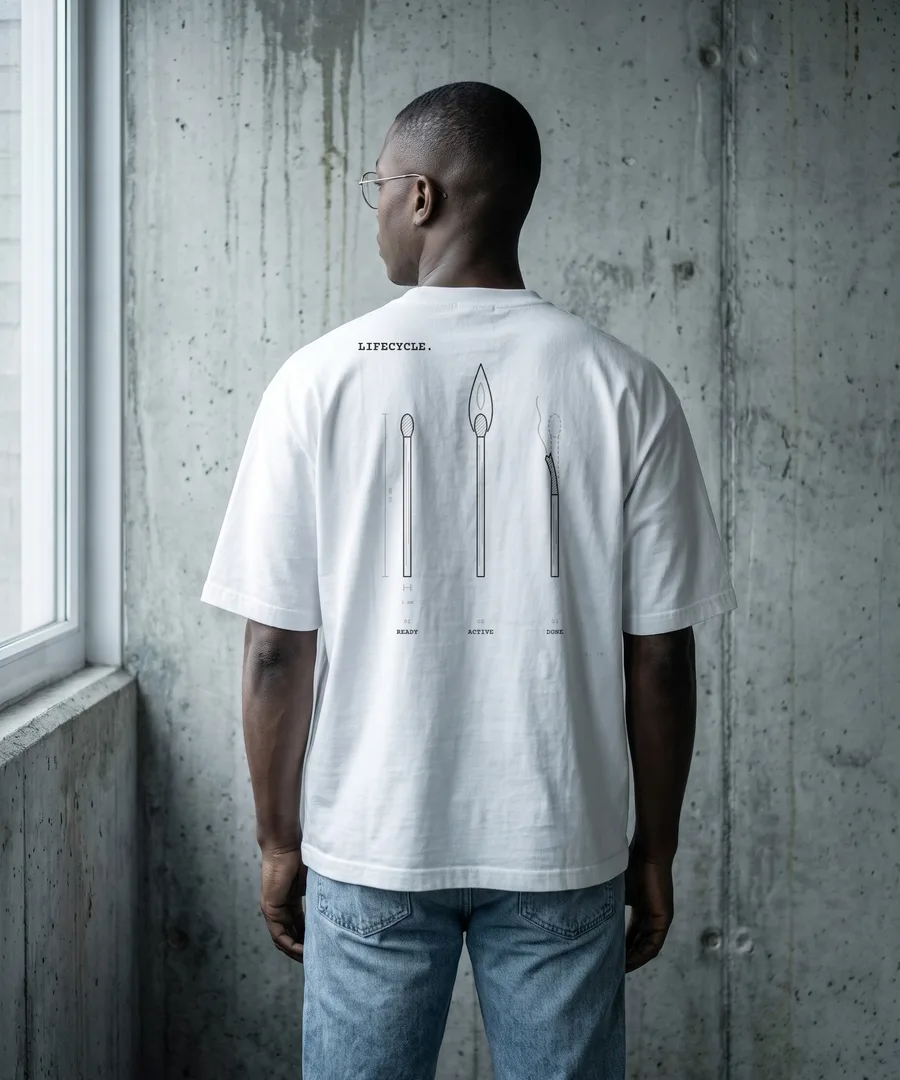 MATCH. Box Tee in White, back