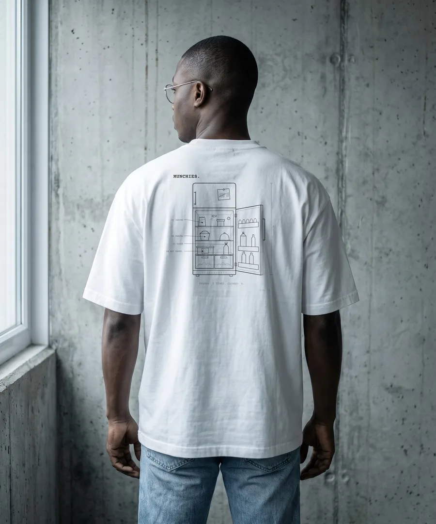 MUNCHIES. Box Tee in White, back