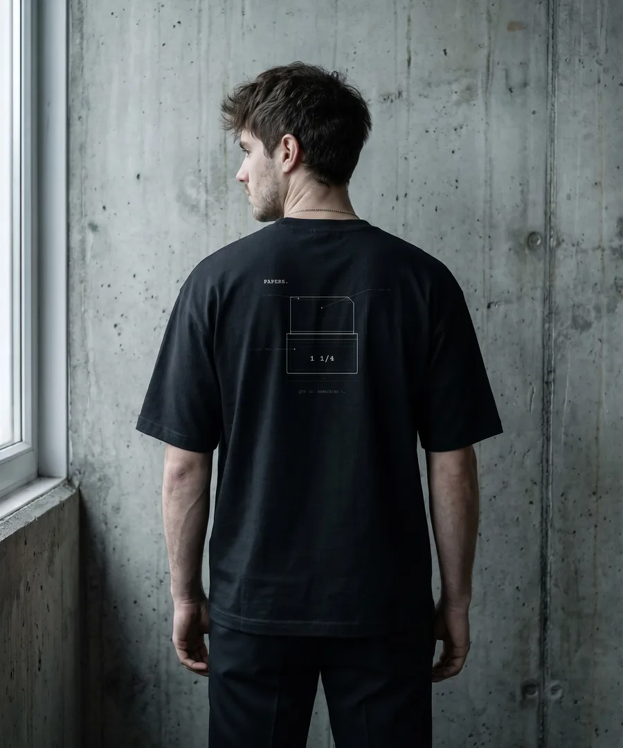 PAPERS. Box Tee in Black, back