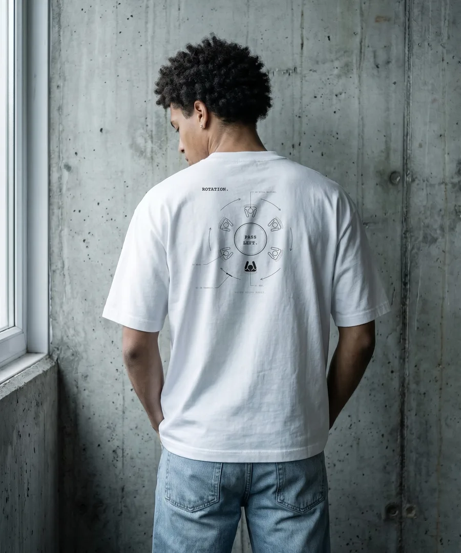 ROTATION. Box Tee in White, back