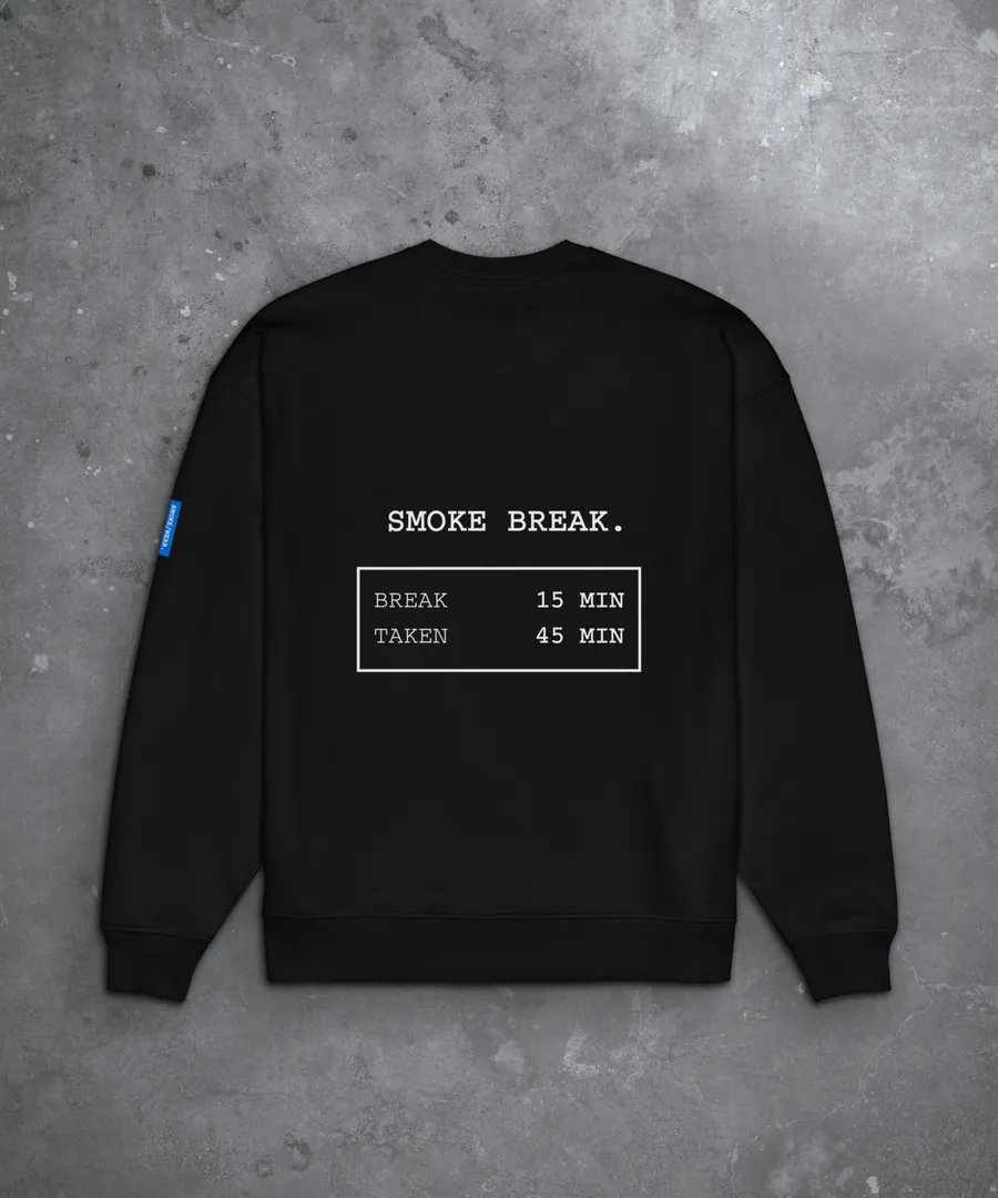 SMOKE BREAK Crewneck in Black, back