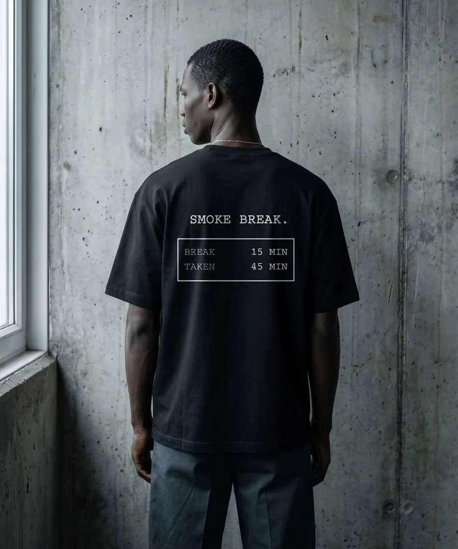 SMOKE BREAK Box Tee in Black, back