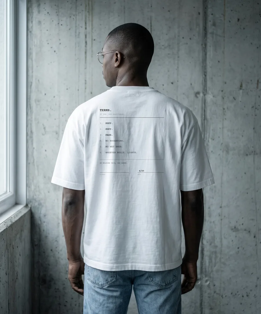 TERMS. Box Tee in White, back